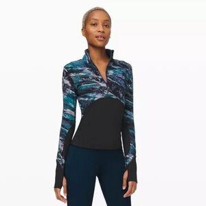 Lululemon New Route 1/2 Zip Black / Frozen Island Multi